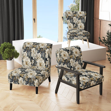 Flower Elegance Neutral Grey - Cottage Arm Chair